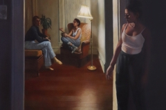 CORNERED, 2019, oil paint, 4.5 by 4.5 ft.
