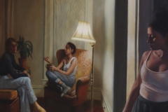 CORNERED, 2019, oil paint, 4.5 by 4.5 ft.